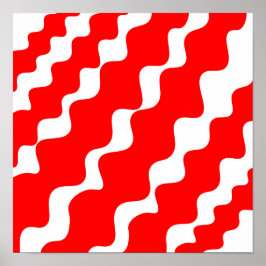 斜赤と白波模様 ポスター