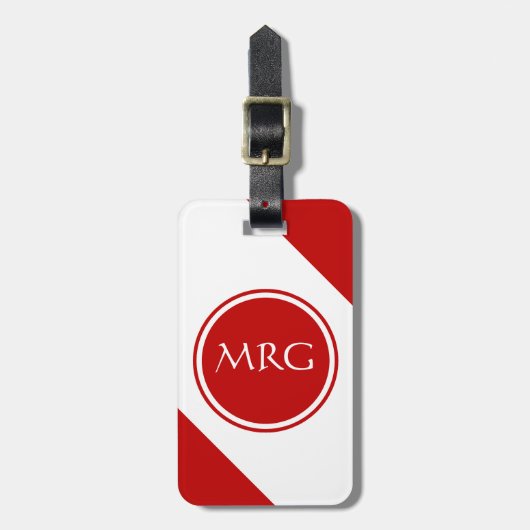 斜赤と白線ストライプ ラゲッジタグ (正面縦)