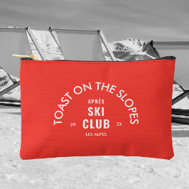 斜面での乾杯 アフタースキークラブ レトロレッド アクセサリーポーチ