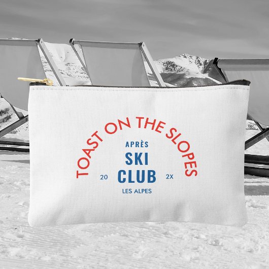 斜面での乾杯 アフタースキークラブ 赤と青 アクセサリーポーチ