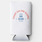 斜面での乾杯 アフタースキークラブ 赤と青 スリム缶クーラー (正面)