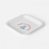 斜面での乾杯 アフター・スキー・クラブ 赤と青 ペーパープレート (傾斜あり)