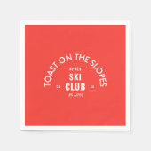 斜面での乾杯 アプレスキークラブ レトロレッド スタンダードカクテルナプキン (正面)