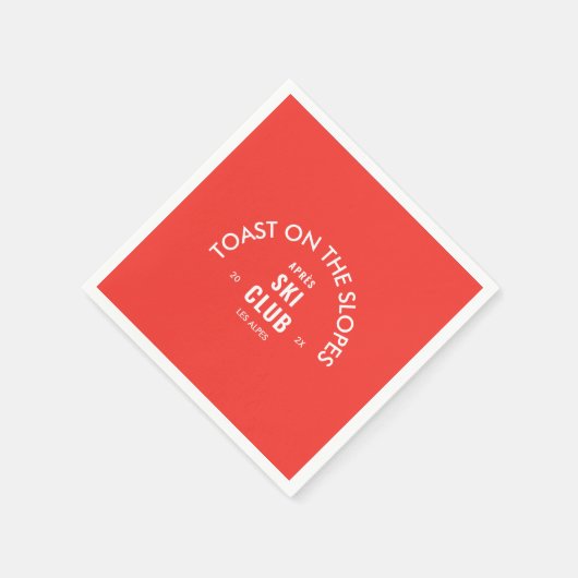 斜面での乾杯 アプレスキークラブ レトロレッド スタンダードカクテルナプキン (角)
