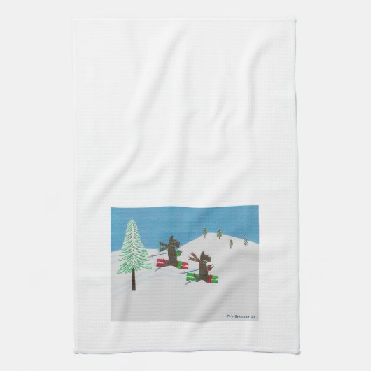 斜面の衝突 キッチンタオル (縦)