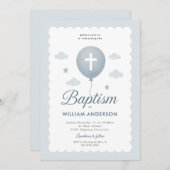 斜面青フローラクロス洗礼の招待 招待状 (正面/裏面)