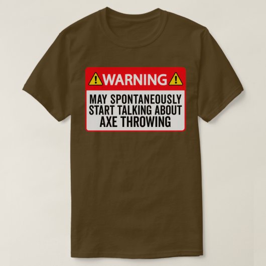 斧おもしろい投げ警告斧 Tシャツ (デザイン正面)