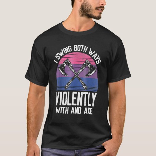 斧で激しく両方に振り回す LGBTプライド Tシャツ (正面)