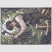 斧で薪割りをする少年 薄葉紙 (正面)