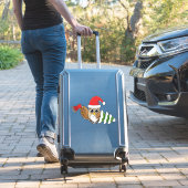 斧と雪の松の木のクリスマスフクロウ シール (スーツケースインサイチュ)