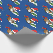 斧と雪の松の木のクリスマスフクロウ ラッピングペーパー (角)