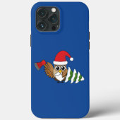 斧と雪の松の木のクリスマスフクロウ Case-Mate iPhoneケース (裏面)