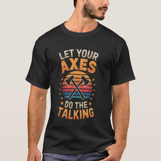 斧に語らせる おもしろい斧投げ アックス Tシャツ (正面)
