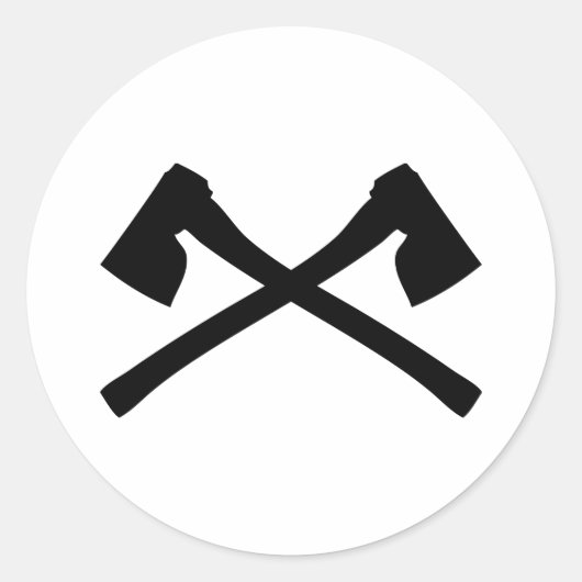 斧の十字形アイコン ラウンドシール (正面)