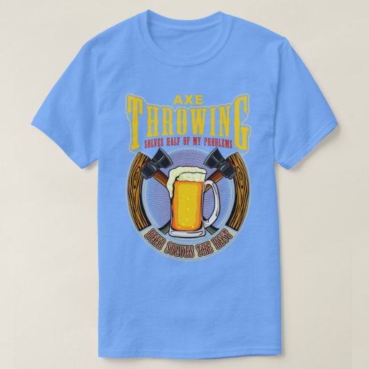 斧の投げで私の問題の半分を解決おもしろいHatc Tシャツ (デザイン正面)
