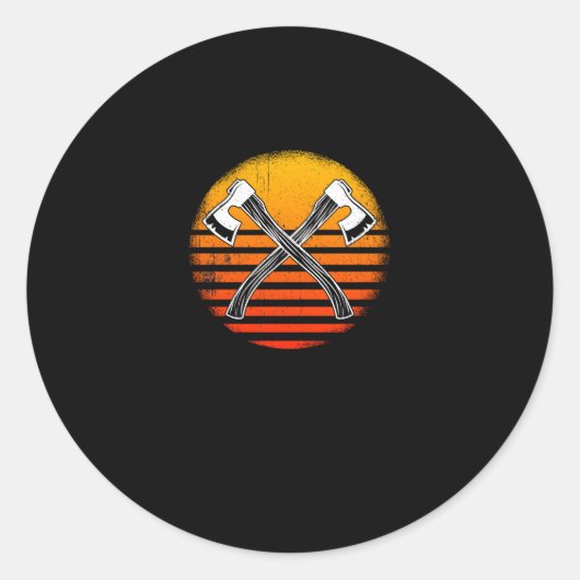 斧の投げ軸とトマホーク ラウンドシール (正面)