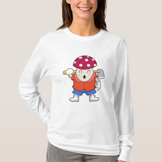斧を使った農家としてのキノコ Tシャツ (正面)