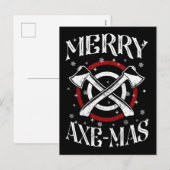 斧を投げる伐採者 メリーアクスマス シーズンポストカード (正面/裏面)