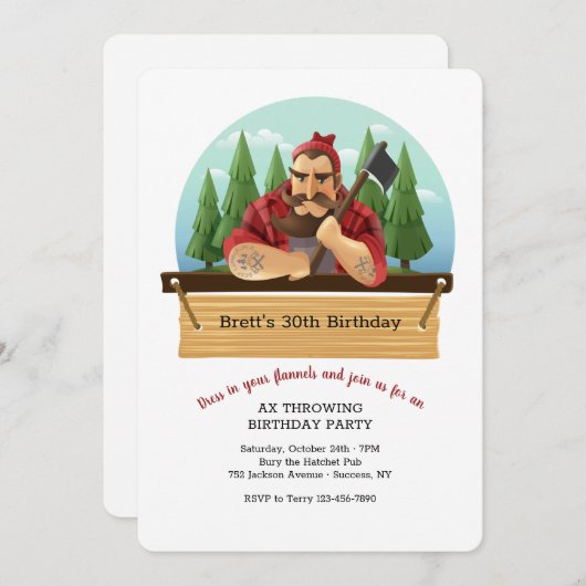 斧を持った林業者の招待状 招待状 (正面/裏面)