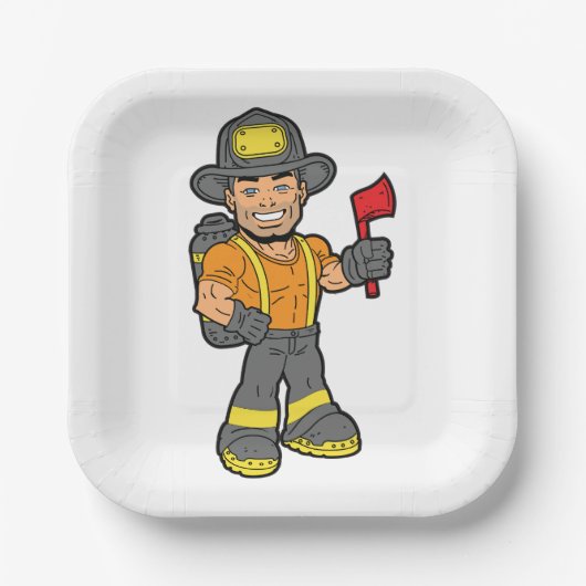 斧を持った消防士 ペーパープレート (正面)