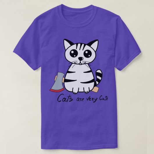 斧を持った猫 Tシャツ (デザイン正面)