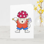 斧を持った農夫のキノコ カード (黄色い花)