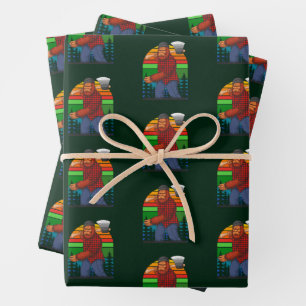 斧を持つビッグフット・ランバージャック サスカッチ 林業のユーモア ラッピングペーパーシート