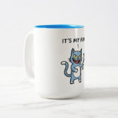 斧を持つ面白い猫 ツートーンマグカップ (正面左)