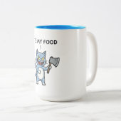 斧を持つ面白い猫 ツートーンマグカップ (正面右)
