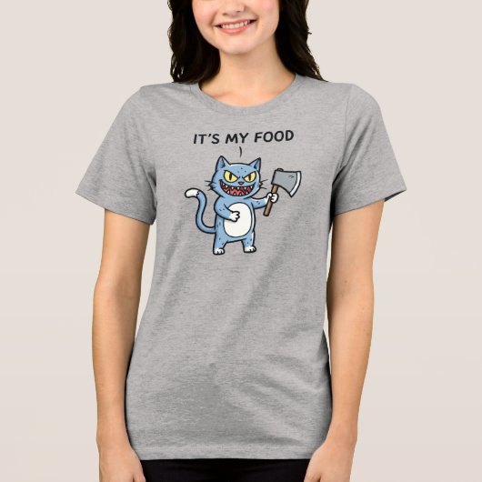 斧を持つ面白い猫 トライブレンドTシャツ (正面)
