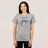 斧を持つ面白い猫 トライブレンドTシャツ (正面全面)