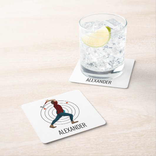 斧スロー スクエアペーパーコースター (インサイチュ)