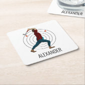 斧スロー スクエアペーパーコースター (アングル)