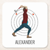 斧スロー スクエアペーパーコースター (正面)