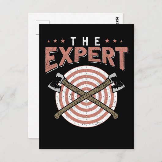 斧投げおもしろいの専門家、斧（へた）木（き）工 ポストカード (正面/裏面)