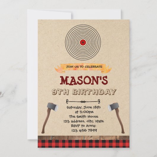 斧投げパーティーのご案内 招待状 (正面)