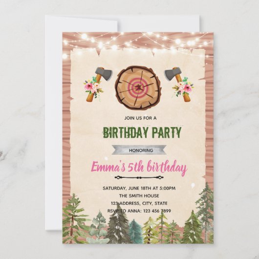 斧投げパーティー招待状 招待状 (正面)