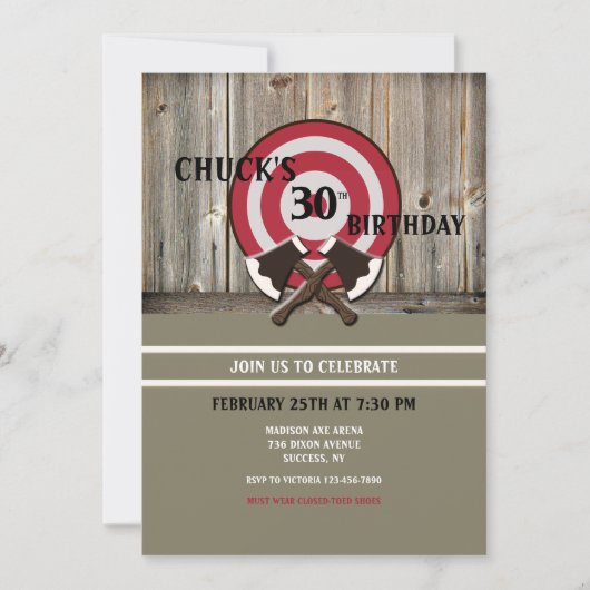 斧投げ招待状 招待状 (正面)