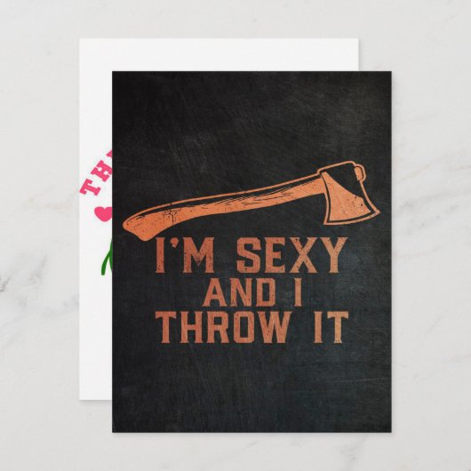 斧投げ斧のおもしろい引用文 招待状 (正面/裏面)