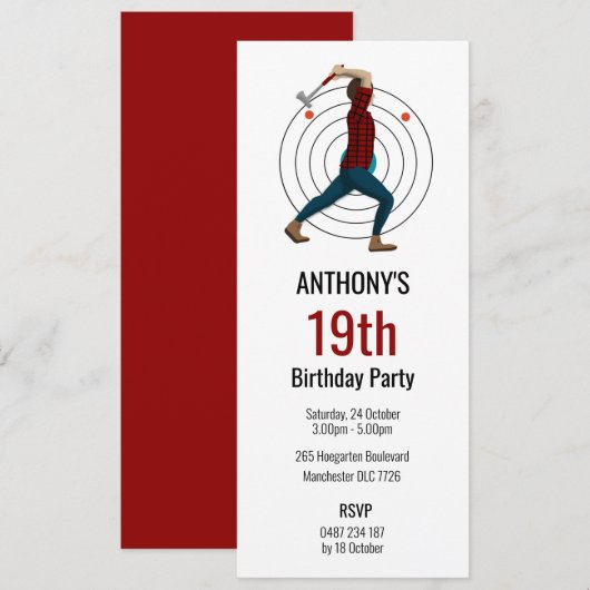 斧投げ 招待状 (正面/裏面)