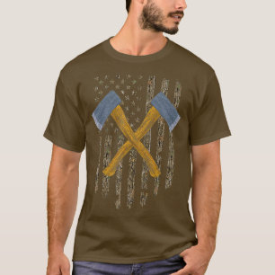 斧(おの)投げ斧(はち)打(お)米(せ)国旗(し)の木(き)ヴィン Tシャツ