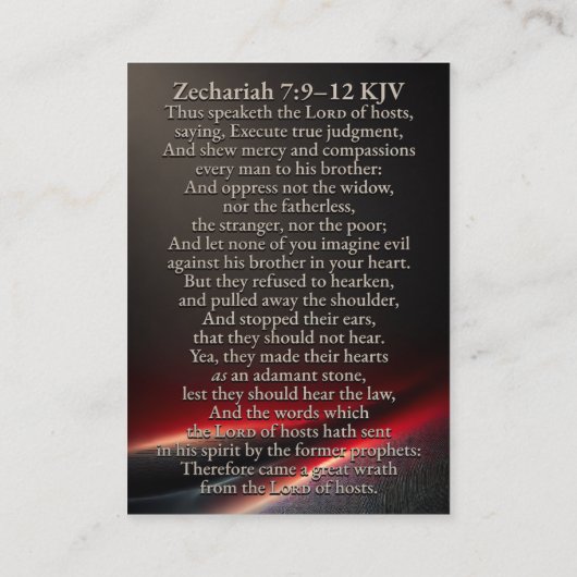 断固としたハート | Zechariah 7:9-12 KJVカードボックス 名刺 (裏面)
