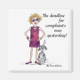 断定的な女性の水彩風刺画ユーモア マグネット