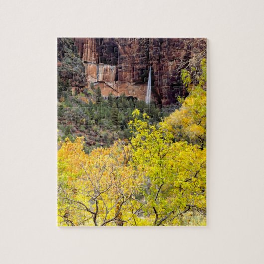 断崖絶壁のスロットから流れ出るエペソの滝 ジグソーパズル (縦)