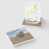 断念された木の漁船| Dungeness ストーンコースター (横)