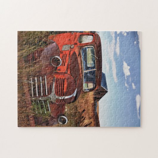 断念された農場が付いている錆つくオレンジごまかしのトラック ジグソーパズル (横)