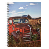 断念された農場が付いている錆つくオレンジごまかしのトラック ノートブック (正面)