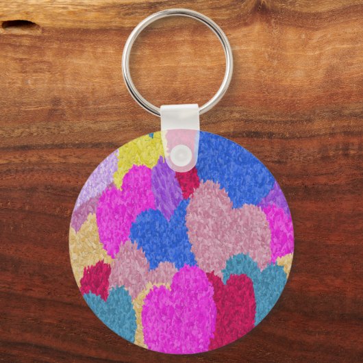 断片化されたハート絵画抽象芸術 キーホルダー (正面)