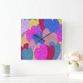 断片化されたハート絵画抽象芸術 スクエア壁時計 (ホーム)