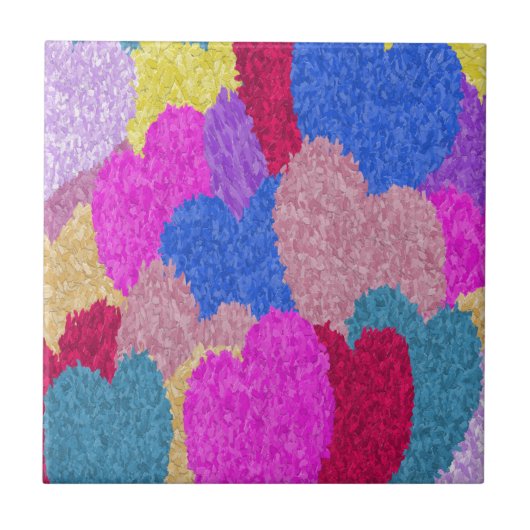 断片化されたハート絵画抽象芸術 タイル (正面)